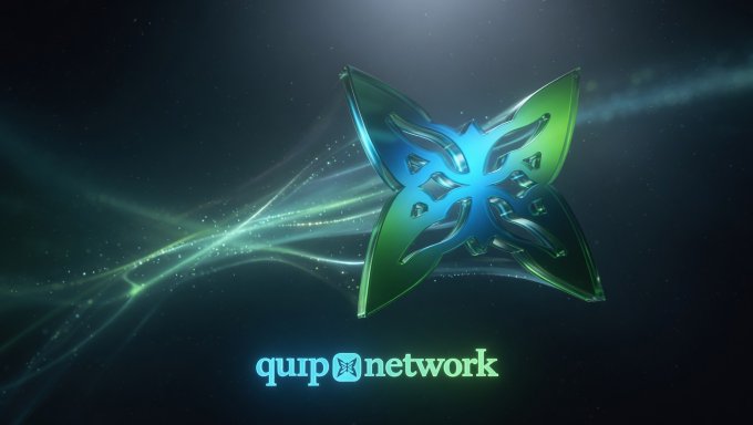 The image displays a stylized butterfly-shaped emblem in metallic blue and green against a dark, cosmic background flowing with luminous light trails, with the text "quip network" beneath it. The butterfly imagery fits the post's reference to "Quippers" and visually symbolizes the metamorphosis or migration of Bitcoin to a post-quantum, stronger chain as advocated by Quip Network.