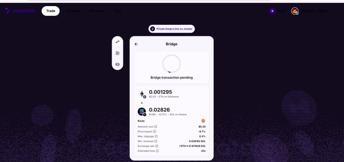 The image shows an online marketplace where a user has posted a request for a coin exchange. The user wants to convert their US Dollars (USD) into Sols (SOL). However, they made a mistake by using Jumper/Bridge instead of a regular coin exchange service. As a result, the transaction is not yet complete and the user has been waiting for over 30 minutes.