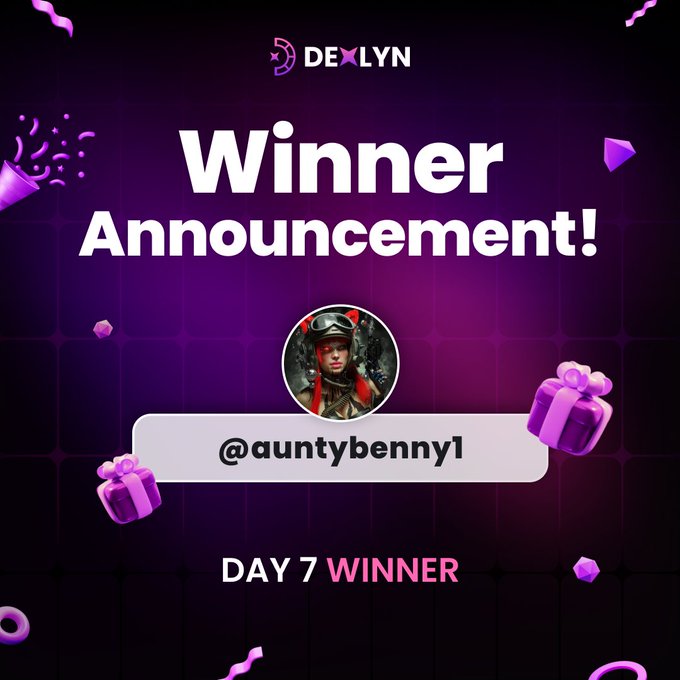 The image is a vibrant graphic celebrating an exciting gaming victory by @auntybenny1, who won $20 through her effort in the game. The surrounding background features confetti and gift boxes scattered all around, indicating a festive atmosphere during the announcement of the winner's triumph. In addition to this, there's a text element reading "Winner Announcement! #DeexLily", further emphasizing the significance of the achievement being celebrated.