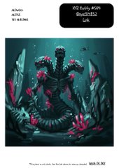 An image generation interface showing a dark fantasy creature with multiple tentacle-like arms and pink crystal protrusions in an underwater cave setting, labeled as Grizabella trait.