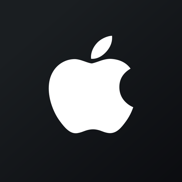 A minimalist image showing the white Apple logo centered on a dark gray background.