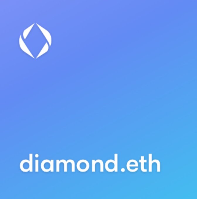 Branding image for 'diamond.eth' featuring a stylized white diamond/gem icon on a blue gradient background, suggesting an Ethereum-based project.