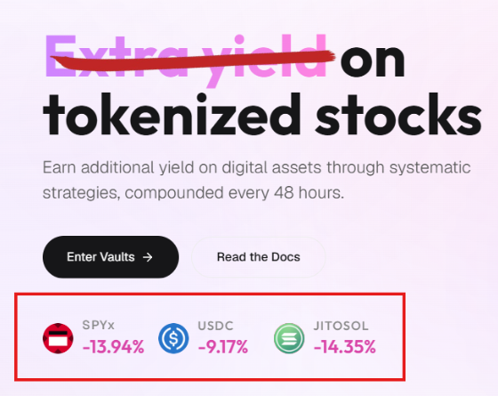 The image features a webpage with some text, including an alert message that says "Extra yield on tokenized stocks", which suggests there may be opportunities for gains or losses depending on the value of tokenized stocks. The text also reads "Read the Docs" and "Defending defi is getting harder every week.. now @PiggyBank_Fi decides to YOLO user funds into a known crime token".