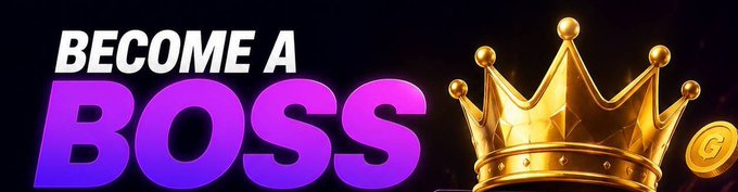 Bold promotional banner featuring the text "BECOME A BOSS" in white and purple gradient lettering alongside a golden crown and coin, visually reinforcing the giveaway's message of rewarding new partners who launch their own casino platform.