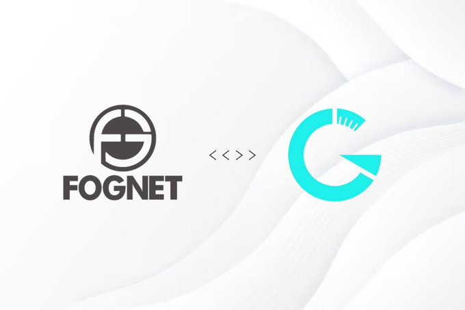 A comparison graphic showing the FOGNET logo next to a teal 'G' logo with '<<<>' between them on a white background.