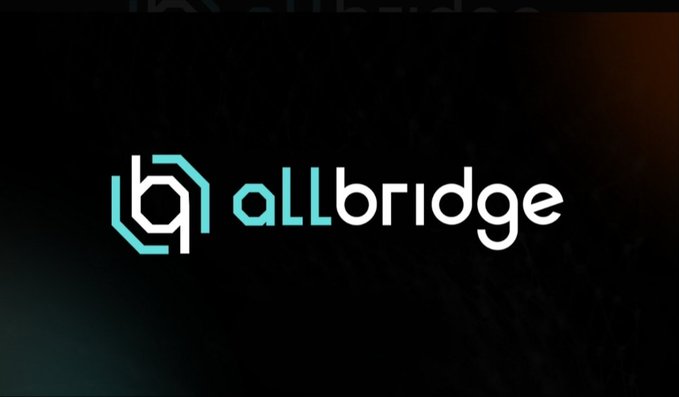 A dark screen displaying the 'allbridge' logo with a stylized 'b' icon in white and teal.