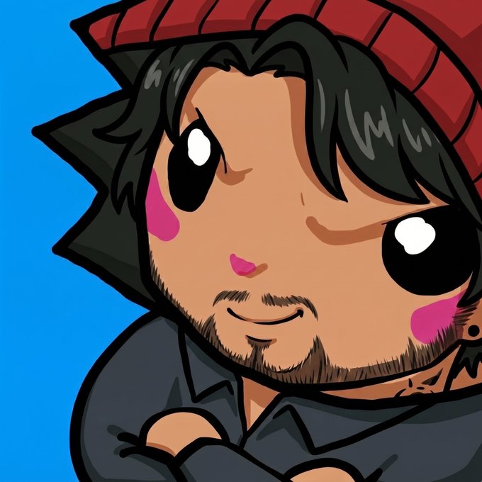 A chibi-style cartoon character with black hair, a red beanie, and pink cheek blush smiles with large anime eyes against a blue background, representing the $CHOG meme character on the Monad blockchain. The post promotes $chog as the top meme on Monad and teases an upcoming NFT collection.