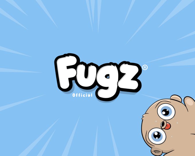 The image features a cartoon character, possibly a bear or a dog, peeking out from behind an object with the word "Fugz" written above its head. The background of the image is blue, which complements the cartoon character's appearance. The caption below the image provides information about the content and the creator of the post.