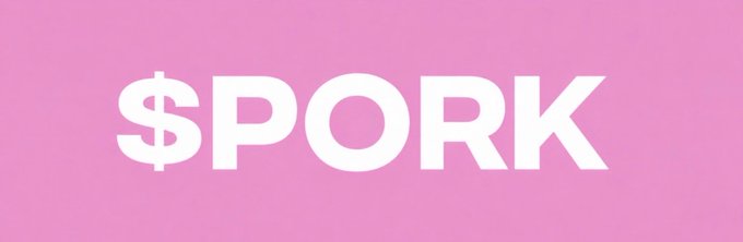 A bold white "$PORK" logo displayed on a vibrant pink background, matching the meme-ready branding and ticker referenced in the post about the token's early Robinhood Chain setup.