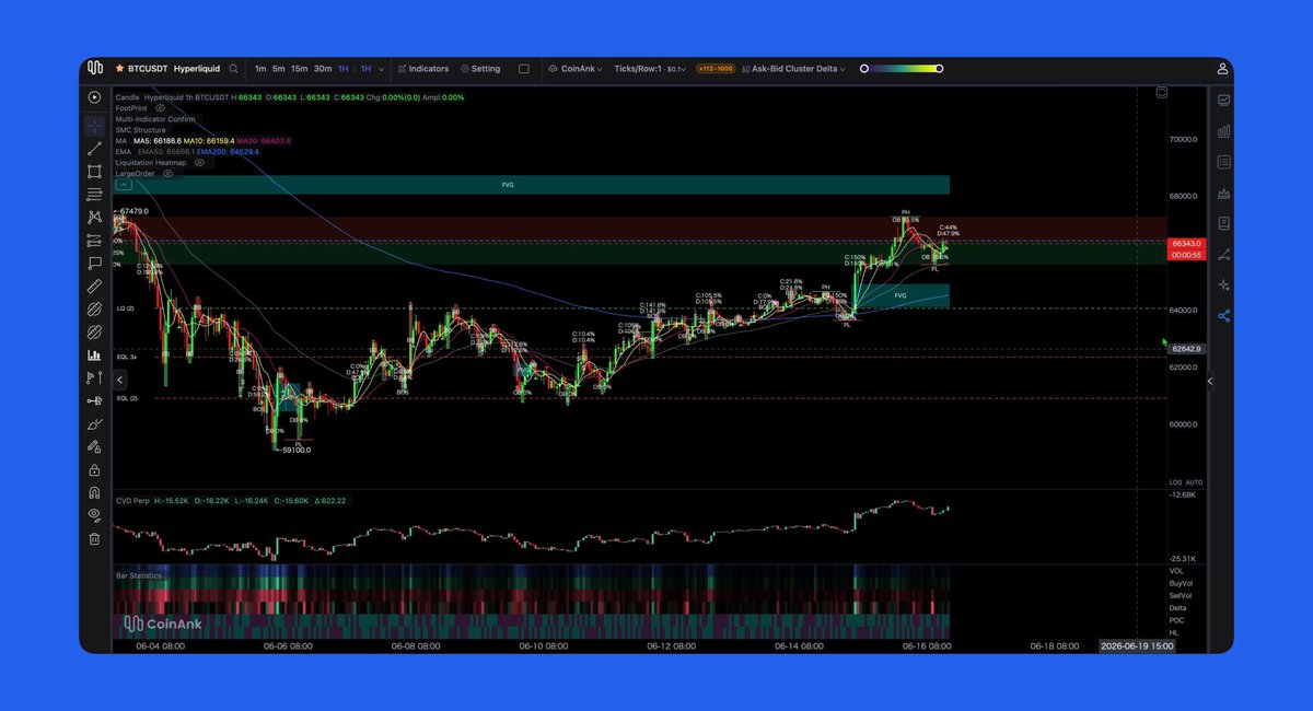 The image shows a computer screen displaying a CoinAnk chart. The chart has been updated with Pattern Recognition feature, which allows for automatic identification of patterns in the data. This new update helps users gain valuable insights into market trends by using advanced machine learning techniques. As an AI-powered system, it assists traders in making informed decisions about their investment strategies based on historical price data and current market conditions.