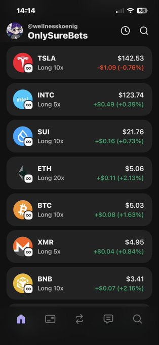 The image features a phone screen with multiple options for cryptocurrency trading displayed, including Bitcoin and Ether. The background of the image appears to be black.