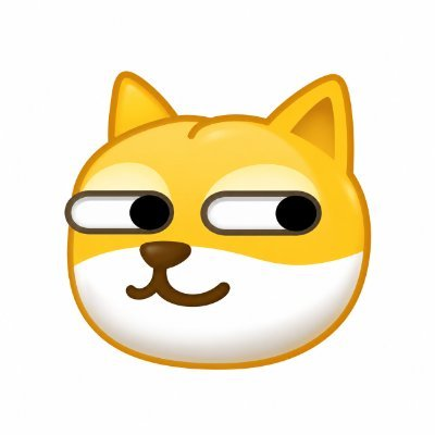 A digital illustration of a Shiba Inu dog face with a smug expression and half-closed eyes, rendered as a meme-style emoji.