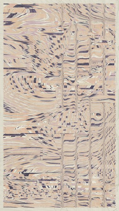 The image features a large abstract rug with a design resembling a bunch of tangled wires. The rug itself appears to be made from fabric, but there's no clear indication of its color or material. The art style seems to be focused on textures and patterns rather than realistic images. In the background, there is a piece of text that reads "Collected on Verse Secondary William Mapan, Strands of Solitude #342 @william-mapan: verse.works/william-mapan".