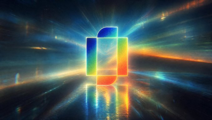 A colorful, abstract logo featuring overlapping rounded rectangles in blue, green, yellow, and red, glowing against a dark background with light rays.