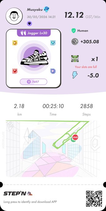 The image shows a screenshot of an app called "StepN" that tracks physical activity, such as walking or running. The app displays information about the user's progress, including their steps taken, distance traveled, and calories burned. It also provides a map for users to follow along with their exercise routine.
