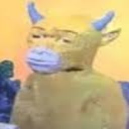 A low-resolution, pixelated image shows a yellow Shiba Inu dog character wearing a blue surgical face mask, with its hand on its chest. The image is referenced in the post as a "redacted" or obscured photo related to the Chinese meme coin 牛来 ("Cow Comes"), which the poster missed investing in.