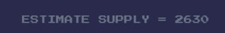 A glitchy digital screen displaying the text 'ESTIMATE SUPPLY = 2690' on a purple background.