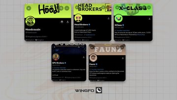 The image displays five Robinhood-themed NFT project cards, including Hoodcousin, Head Brokers (5,555 pixel heads building a brokerage on Robinhood Chain), X-Class (1,333 NFTs ranking accounts), GPU Brokers (1,111 retired graphics cards holding NVDA), and Faunz, visually showcasing the early NFT projects mentioned in the accompanying post.
