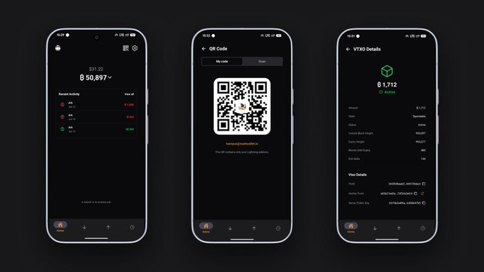 The image shows three cell phones with different screens displaying a QR code. The first phone has a black screen showing a white QR code, while the second phone has a white screen with a green QR code. The third phone also displays a white screen with a black QR code. The phones are arranged in a row against a black background, and each phone is accompanied by text that provides information about the QR codes displayed on its screen.