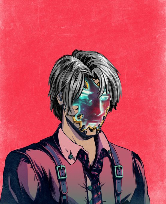 The image features a man with a face painted on his head wearing a tie and suspenders. The background is red, creating a striking contrast that makes the man stand out. The caption reads "Taking some heat from myETH friends for rotating most myETH NFTs to SOL @MadLads I like the art, culture & what the @Backpack ecos is building." This suggests that the man's face and attire are part of an artistic project or a social experiment related to cryptocurrency. The image also includes text about the Ethereum blockchain and its potential for disruption in various industries.
