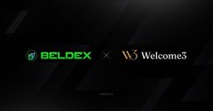 A dark promotional banner showing 'BELDEX' and 'Welcome3' logos with 'PARTNERS' text below against a black geometric background.