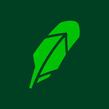 A simple green stylized feather logo on a dark green background.