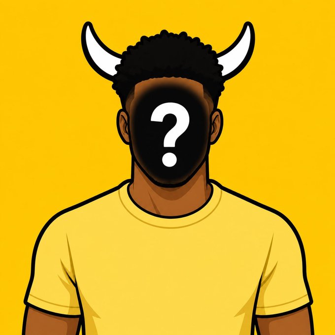 A cartoon illustration of a person with dark curly hair wearing a yellow shirt against a yellow background, with white horns on their head and a question mark where their face should be.