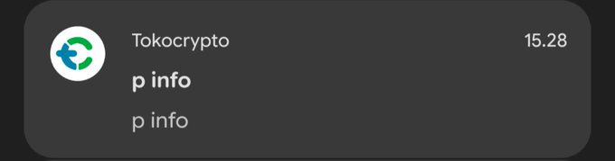 A dark app store listing showing the Tokocrypto app by P info, with a rating of 15.28.