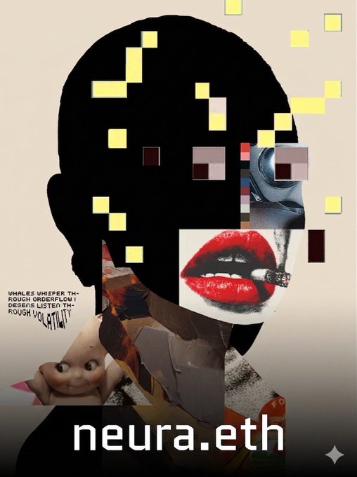 The image features a poster with a face composed of various elements, including a head, eyes, mouth, and possibly other facial features such as hair or clothing items like ties. The poster also includes text that reads "Neura.Eth" and "focus on what is in the image". This suggests that the poster might be related to a discussion about the concept of identity or self-expression, with the face being an example of how people can create their own unique identities through various elements such as clothing, accessories, and personal style choices.