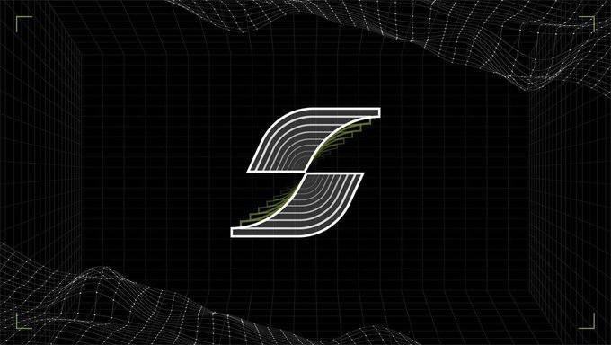 A stylized letter "S" logo displayed on a dark grid background with wave patterns, representing the Sweep Global (Sweep.Finance) brand featured in a $200 giveaway promotion where participants must sign up, join the airdrop, and complete KYC for a chance to win.