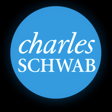 The image displays the Charles Schwab logo, featuring the company name "charles SCHWAB" in white text on a blue circular background. This logo relates to the announcement that Charles Schwab is expanding its Schwab Crypto platform by adding Solana ($SOL), Avalanche ($AVAX), and Chainlink ($LINK) in the coming months.