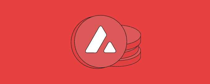 The Avalanche (AVAX) cryptocurrency logo displayed as red coins with the white 'A' symbol on a solid red background.