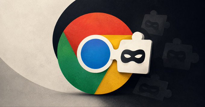 A stylized illustration showing the Google Chrome logo wearing a white domino mask, suggesting an 'incognito' or privacy theme.
