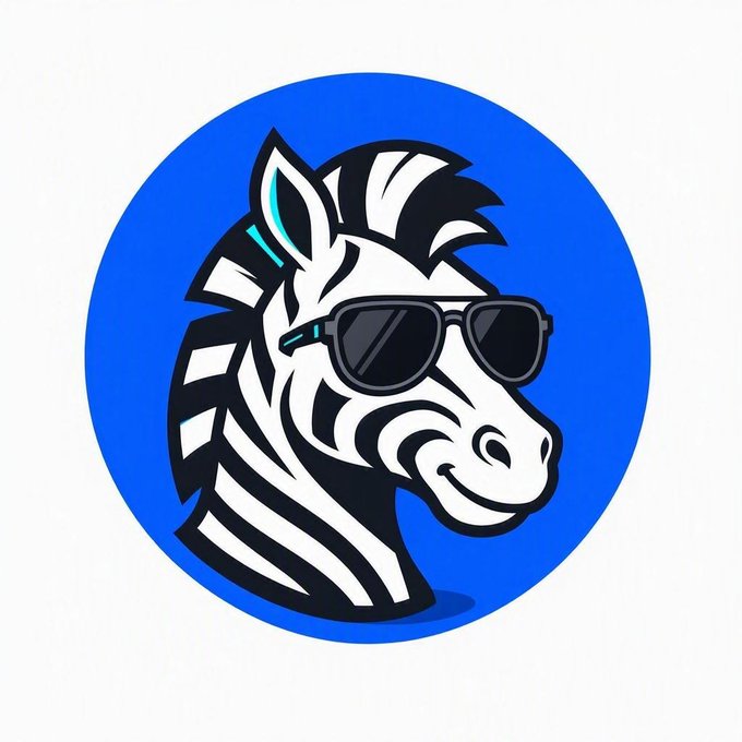 A stylized logo featuring a zebra wearing sunglasses on a blue circular background, likely representing the $STRIPES token mentioned in the post about a new cryptocurrency project on Robinhood.
