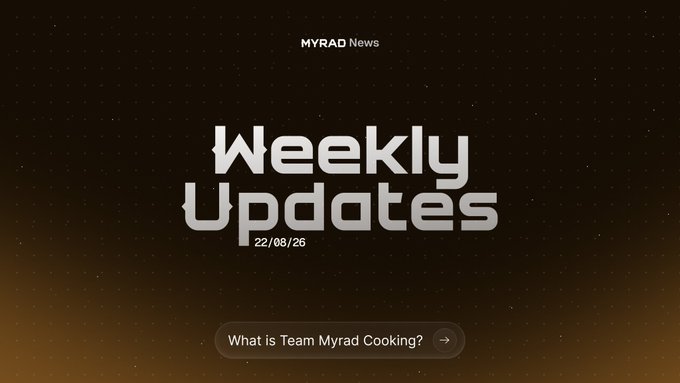 A 'Weekly Updates' banner from MYRAD News dated 22/08/26 with a button asking 'What is Team Myrad Cooking?'