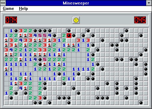 A classic Windows Minesweeper game interface displays a partially cleared grid with numbered tiles (1-5) revealing mine locations marked by black bombs, with the timer and mine counter both reading "044." The image satirizes crypto wallet security by framing Minesweeper as a dangerous "ledger" game where players risk their ETH—each unrevealed square represents potential financial loss from either landing on a "deposit" tile or a "drainer" trap, mocking the high-stakes nature of cryptocurrency wallet interactions.