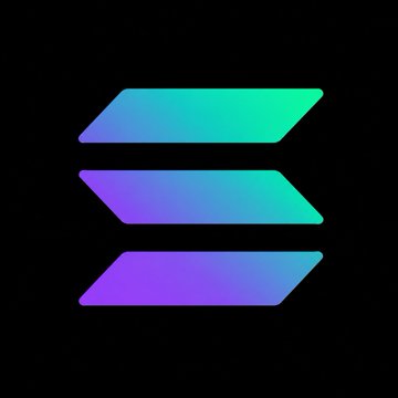 The image displays the Solana logo, which is a stylized "S" formed by three horizontal parallelograms with a gradient of purple and teal colors, set against a black background. This icon directly represents the Solana blockchain network that the accompanying text discusses, specifically referencing rising network fees and a record number of non-vote transactions on the platform.