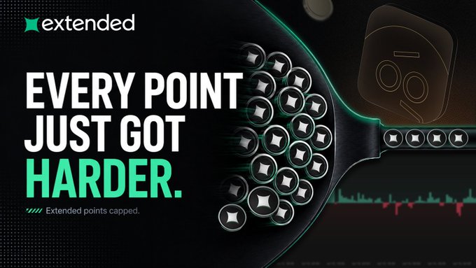 An advertisement for 'extended' featuring the bold text 'EVERY POINT JUST GOT HARDER.' alongside an image of a ping pong paddle covered in logos and a stat chart.