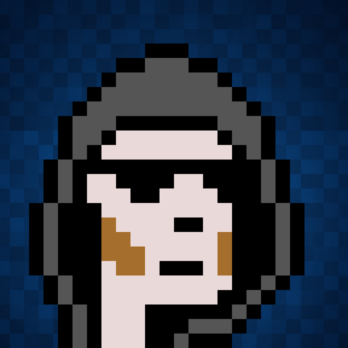 A pixel art character resembling a hooded figure with a pale face, set against a dark blue checkered background, illustrating the upcoming "Arc Punks" NFT mint on September 16 via OpenSea.