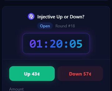 The image shows a computer screen displaying a clock with the time of 1:20:05, along with an injective statement "Injective Up or Down?". The background color of the image is dark blue, which contrasts with the white text on the screen. There are two buttons in the image - one labeled "Up" and another labeled "Down". A small amount of text can be seen at the bottom of the image, but it does not provide any additional information about the injective statement or its relation to the clock's time.