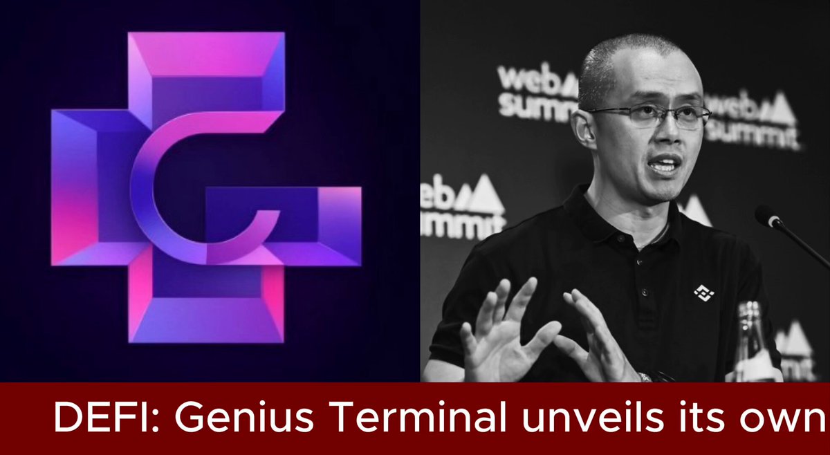 The image features a man standing next to a logo for a company named "Genius Terminal". The man appears to be giving a speech or presentation at an event, with his hands outstretched as if he's explaining something important. The logo of the company is displayed in the background, and it reads "DFFI: Genius Terminal unfolds its own native PropAMM", indicating that the platform has been created specifically for Binance Chain users to manage their cryptocurrency investments.