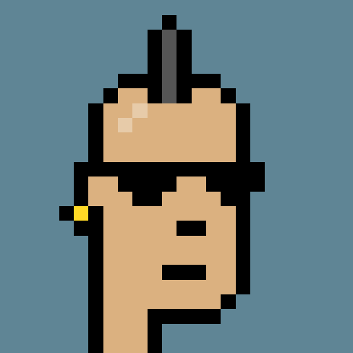 A pixel art illustration of a person making a rude hand gesture against a solid blue background.