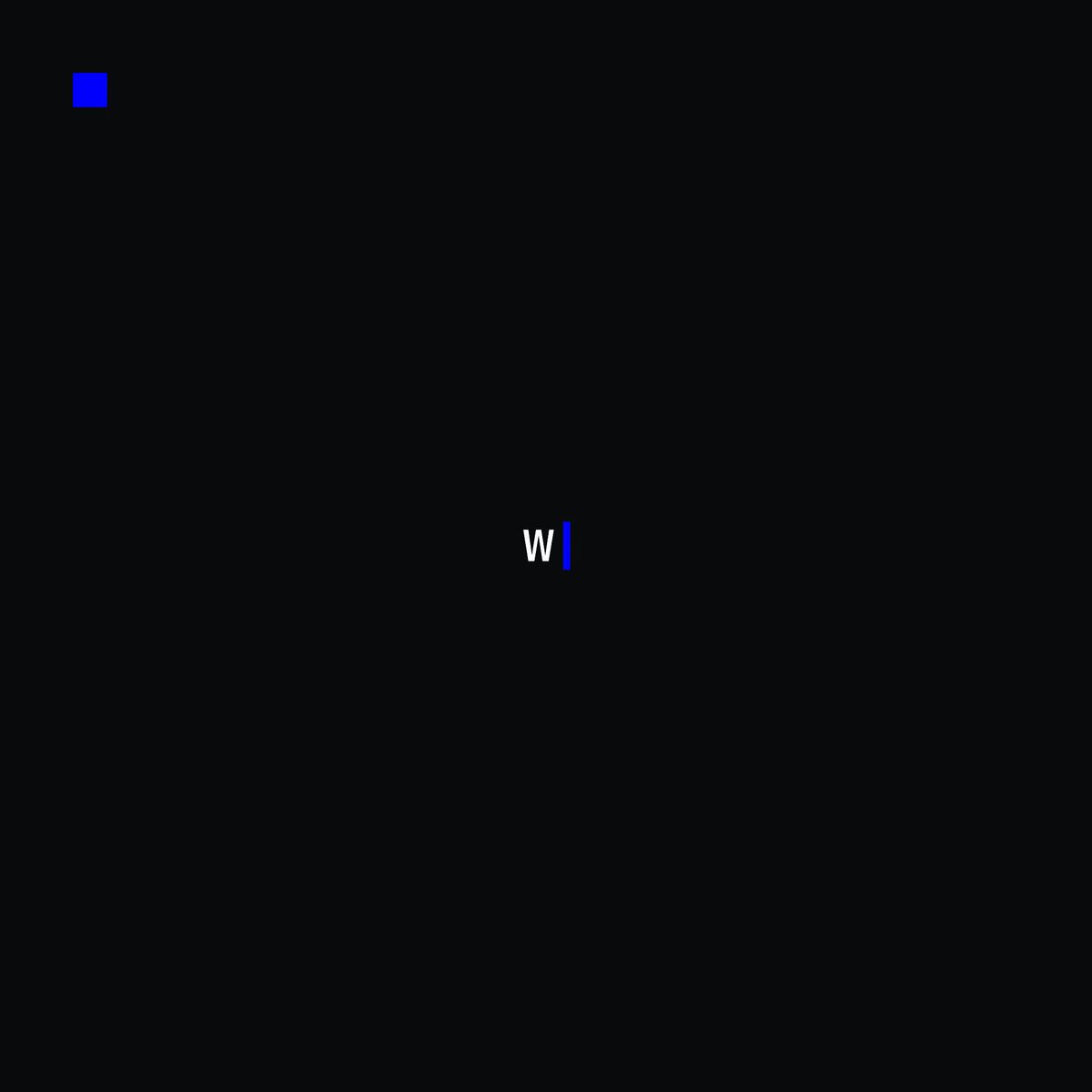 The image shows a black background with white text that reads "W I" at the center of the frame, surrounded by blue lines. The focus of the image is on this single word, which stands out against the dark backdrop. The surrounding elements are not clearly visible due to the stark contrast between the black background and the white text.