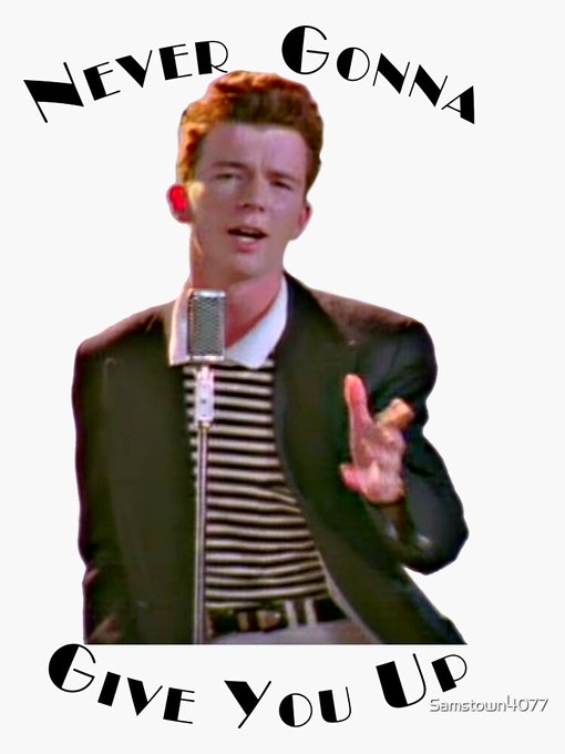 The image is a Rick Astley meme featuring the classic "Never Gonna Give You Up" text with him singing into a microphone, used to playfully "Rickroll" viewers while promoting the $MfT (Meme for Trees) community. The meme connects to the post's "Trees fam" reference through the same humorous, meme-culture energy.