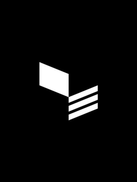 A minimalist white logo on a black background resembling an angular letter 'F' with two horizontal lines extending from its base.