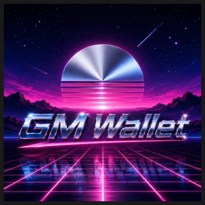 The image features a neon sign with the text "GM, GM Wallet" written in a futuristic style font. Below this, there are two lines of text that read "Good morning everyone! Wishing everyone smooth sailing in their CET-4 and CET-6 exams!". The background of the image is a purple sky filled with stars, giving it an otherworldly feel. The neon sign and its accompanying text create a sense of excitement and anticipation for the upcoming weekend.