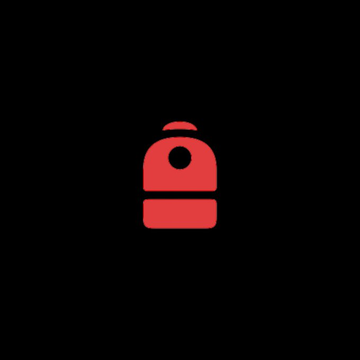 A simple red icon depicting a bell or notification symbol is centered on a solid black background.
