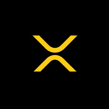 A yellow "X" logo, the symbol for the XRP cryptocurrency, is displayed on a black background, representing one of the two tokens mentioned in the post about June ETF inflows.