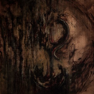 The image features a painting with a dark brown background, which has been splattered with black paint. The painting depicts an abstract design that includes a large "S" shape surrounded by smaller shapes and lines. The artwork appears to be created using oil paints on canvas, giving it a textured and layered appearance. The post is about the #tezostuesday hashtag, which is related to the painting in terms of its dark color scheme and abstract nature.