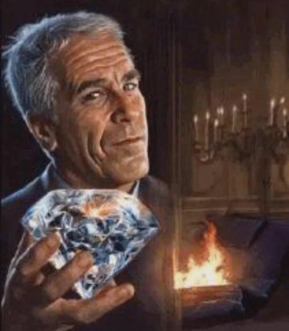 The image shows an older man in a suit holding a large, sparkling diamond in front of a fireplace, evoking themes of value and wealth. This relates to the post "Pons was a good buy" by visually reinforcing the idea that the investment (Pons) was as valuable and brilliant as a precious gem.